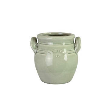 Ghiveci din ceramică glazurată manual 1L verde deschis înalt, „Brobacka"