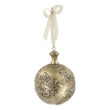 Glob vintage auriu antichizat pentru bradul de Crăciun, H15.5/D10 cm, „Antique” - Img 1