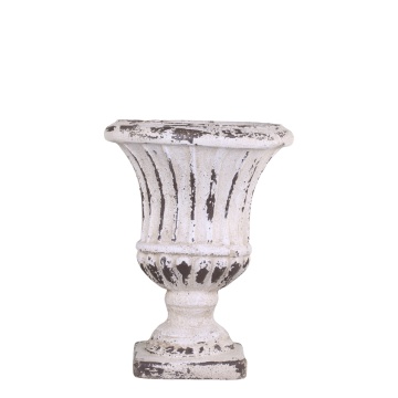 Jardinieră pe picior, crem antichizat, aspect vintage, H42 cm
