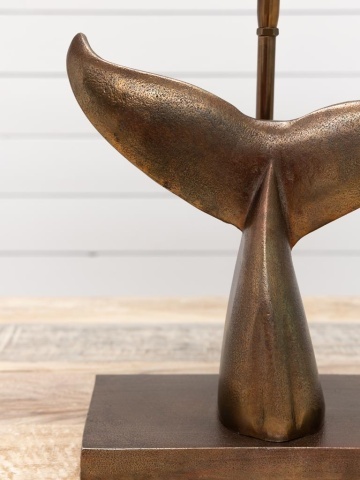 Lampă de masă cu bază din aluminiu și abajur din in, H58 cm, "Whale Tail" - Img 5