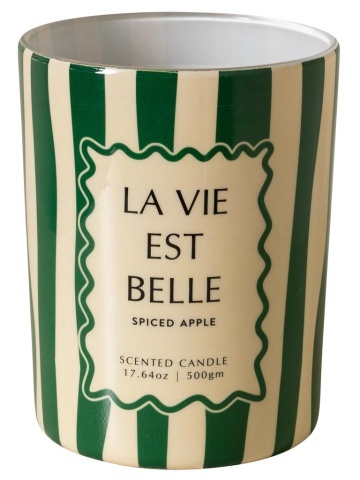 Lumânare verde «La vie est belle» – parfum de măr condimentat
