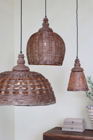 Lustra împletită manual din rattan si rachita, D62 cm - Img 9
