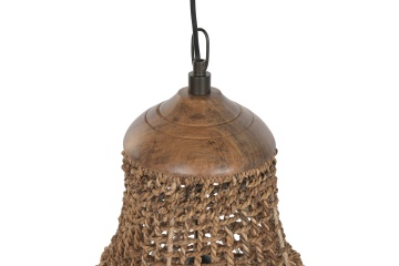 Lustră suspendată din fibre naturale împletite manual, natur, 55 x 75 cm, „Péronne” - Img 10