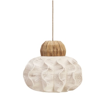 Lustră suspendată din frânghie de bumbac împletită manual, D50×H43 cm, „Kashi"
