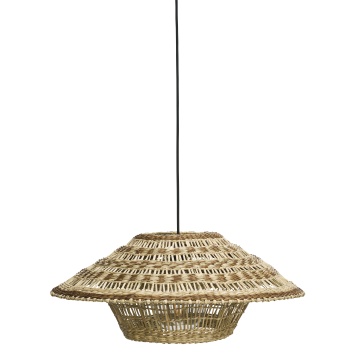 Lustră suspendată din iarbă de mare împletită manual, D60×H25 cm, „Saya"