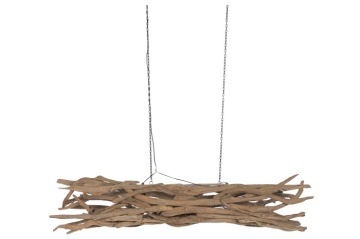 Lustră suspendată din lemn de tec și fier, 190×40×40 cm, „Santorini" Ethnic Collections - Img 4