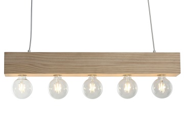 Lustră suspendată din lemn, maro deschis, 30 x 80 x 10 cm, „Gerberoy”