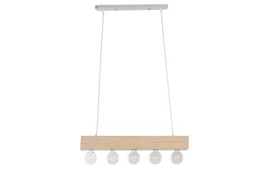 Lustră suspendată din lemn, maro deschis, 30 x 80 x 10 cm, „Gerberoy” - Img 2