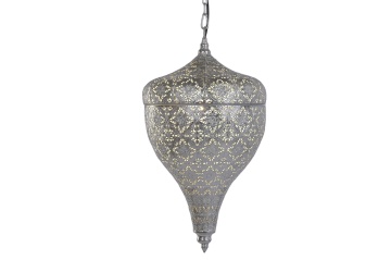 Lustră suspendată din metal, argintiu, 55 x 30 cm, „Loubressac” - Img 2