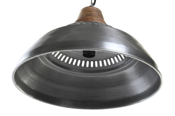 Lustră suspendată din metal și lemn de mango, argintiu și maro, finisaj patinat, 31 x 43 cm, „Verdun” - Img 3