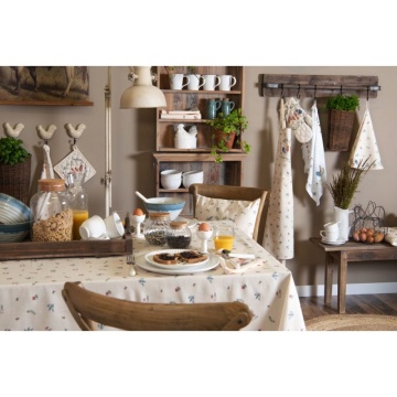 Mănușă de cuptor din bumbac, cu motiv găină și cocoș, culori bej și albastru, stil country, 30x18 cm, „Coq en Pâte" - Img 3