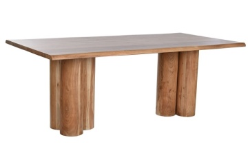 Masă dining din lemn de acacia, natur, 10 locuri, cu bază din coloane grupate, 76 x 200 x 100 cm, „Toria” - Img 2
