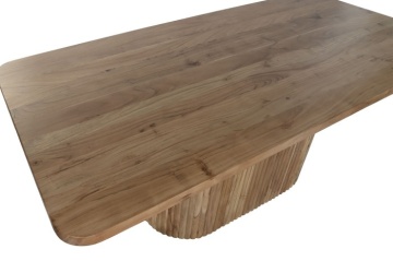 Masă dining din lemn de acacia, natur, 10 locuri, cu picior central, 76 x 200 x 100 cm, „Brindle” - Img 4