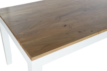 Masă dining din lemn de mango, natur, 10 locuri, cu picioare albe din lemn de acacia, 80 x 200 x 100 cm, „Selvik” - Img 2