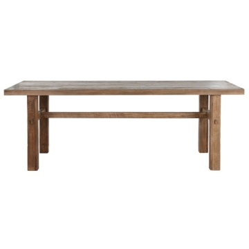 Masă dining din lemn masiv de tec reciclat, natur, 10 locuri, cu picioare masive, 78 x 220 x 90 cm, „Rusti”