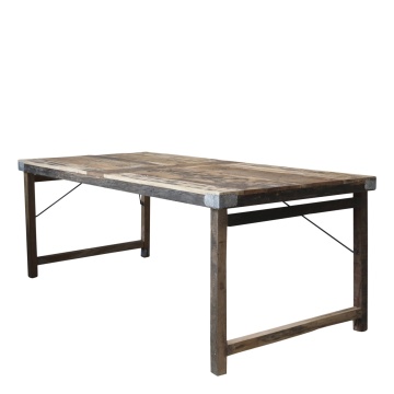 Masă dining din lemn reciclat, natur, 10 locuri, cu picioare pliabile, 78 x 200 x 100 cm, „Grimaud”