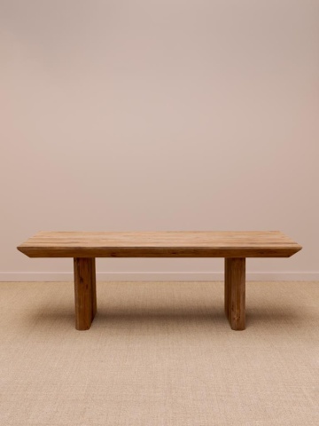 Masă dining din lemn reciclat, natur, 12 locuri, cu două picioare late, 76,5 x 240 x 100 cm, „Authentic” - Img 2