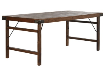 Masă dining pliabilă din lemn reciclat, 182x90x76 cm, finisaj rustic natur, „Mercado" - Img 2