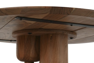 Masă dining rotundă din lemn de acacia și metal, natur, 4 locuri, cu picior central, 76 x 106 cm, „Totem” - Img 5