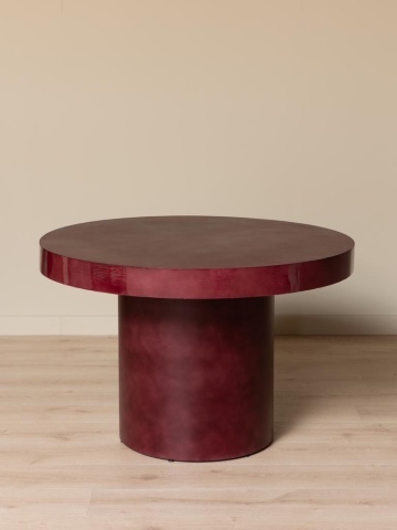Masă dining rotundă din metal, vișiniu, 4–5 locuri, cu picior central cilindric, margine lăcuită, 77 x 120 cm, „Amarante” - Img 2