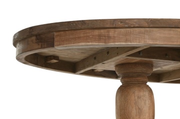 Masă dining sculptată ovală din lemn de tec, natur, 10 locuri, cu două coloane strunjite, 78 x 220 x 110 cm, „Aurea” - Img 3