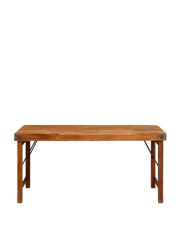Masă pliabilă din lemn reciclat și metal, cu blat patinat și picioare pliabile, natur, finisaj satinat, 165×76×76 cm, „Marolles" - Img 1