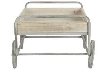 Măsuță de cafea cu roți, din lemn de molid și metal, natur și gri, cu blat tip tavă, finisaj rustic, 46 x 110 x 67 cm, „Ravelo” – Ethnic Collections - Img 5