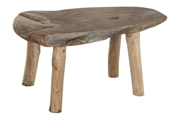 Măsuță de cafea din lemn de tec, natur, cu blat din trunchi și picioare din ramuri, finisaj natural, 50 x 110 x 70 cm, „Brezia” – Ethnic Collections - Img 2