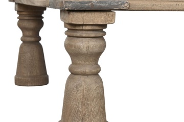 Măsuță de cafea dreptunghiulară din lemn masiv, natur, cu picioare în formă de balustru, finisaj mat, 45 x 170 x 107 cm, „Rostin” – Ethnic Collections - Img 6