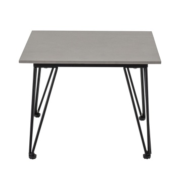 Măsuță de cafea pătrată din fibrociment și metal, gri și negru, cu picioare în V, finisaj mat, 42 x 55 x 55 cm, „Mundo”