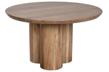 Măsuță de cafea rotundă din lemn de acacia, natur, cu bază din patru coloane cilindrice, 45 x 80 cm, „Tarenza” – Ethnic Collections - Img 2