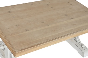 Măsuță de cafea shabby chic din lemn, finisaj alb antichizat și blat natural, 110 x 65 x 46 cm, „Élise" - Img 3