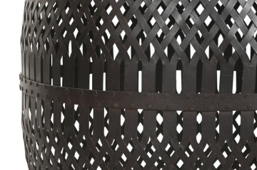 Măsuță laterală din metal perforat cu blat din lemn masiv de mango, 58×58×55 cm, „Malla" - Img 4
