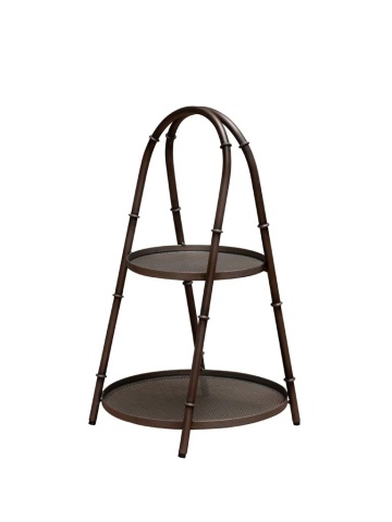 Măsuță laterală industrială din metal, 2 rafturi perforate, 34×39 cm, „Forge"