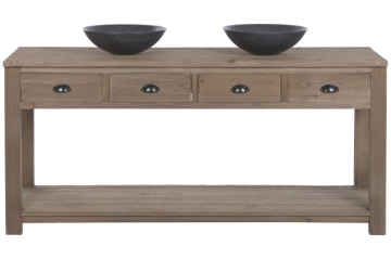 Mobilier de baie rustic din lemn vechi reciclat și pin, 4 sertare și poliță inferioară, 165 x 50 x 90 cm, „Cottage"
