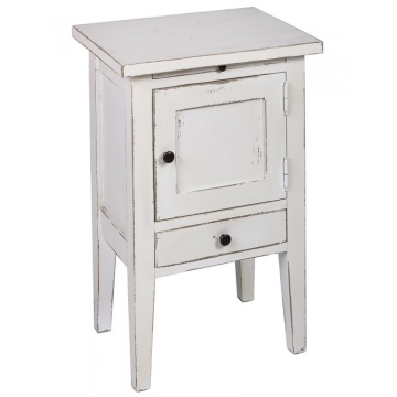 Noptiera alba, din lemn de pin, cu sertar, aspect vintage, Persienne - Img 2