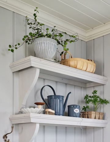 Oală decorativă vintage din ceramică stoneware, albastru deschis „Anna - Img 2
