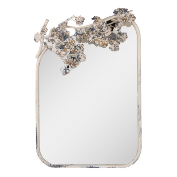 Oglinda de perete, bej, din metal, aspect vintage, 58x12x89 cm