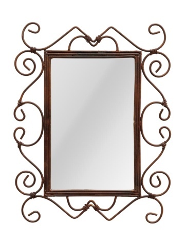 Oglinda de perete, din metal, aspect vintage, Arabesque