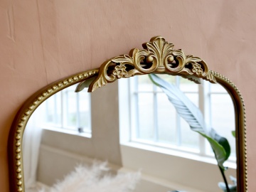 Oglindă de perete din metal cu decor floral, H91x61 cm, finisaj alamă antichizată, „Margot” - Img 5