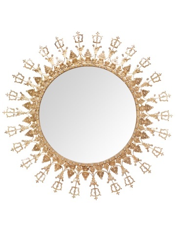 Oglinda de perete, din metal, D62cm, Crown