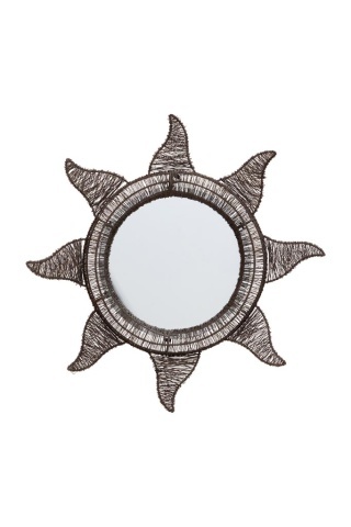 Oglinda de perete, din sarma impletita, forma de soare, Sun
