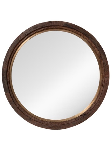 Oglinda din alama si lemn de mango, " Rustic Glow "