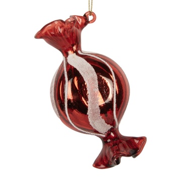 Ornament de Crăciun vintage bomboană din sticlă roșie, 5x4xH10 cm