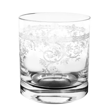 Pahar de whisky din sticlă, transparent, cu model în spirală gravat, 280 ml, 9 x 8 cm, „Joséphine”