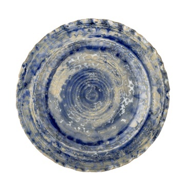 Platou de servire din ceramică albastră, cu finisaj artizanal, „Rowan", 27 x 2,5 cm