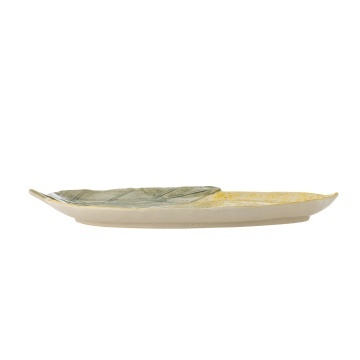Platou de servire din ceramică în formă de lămâie, galben cu nuanțe reactive, 32×22,5×3 cm, "Hadden" - Img 3