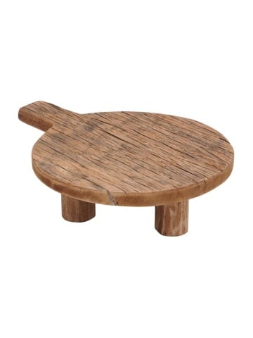 Platou rotund de servire din lemn reciclat, H5 cm - Img 1