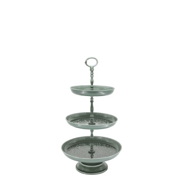 Platou servire, cu 3 tavi, din metal, D31cm, Etag