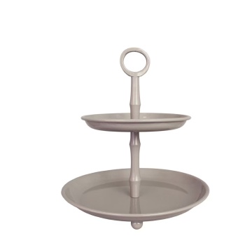 Platou vintage cu 2 niveluri din metal, bej, margini simple, Ø 24 cm, „Prairie"